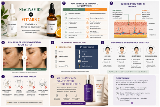 Niacinamide and vitamin C are among the most searched skincare ingredients because both improve skin appearance in different ways.